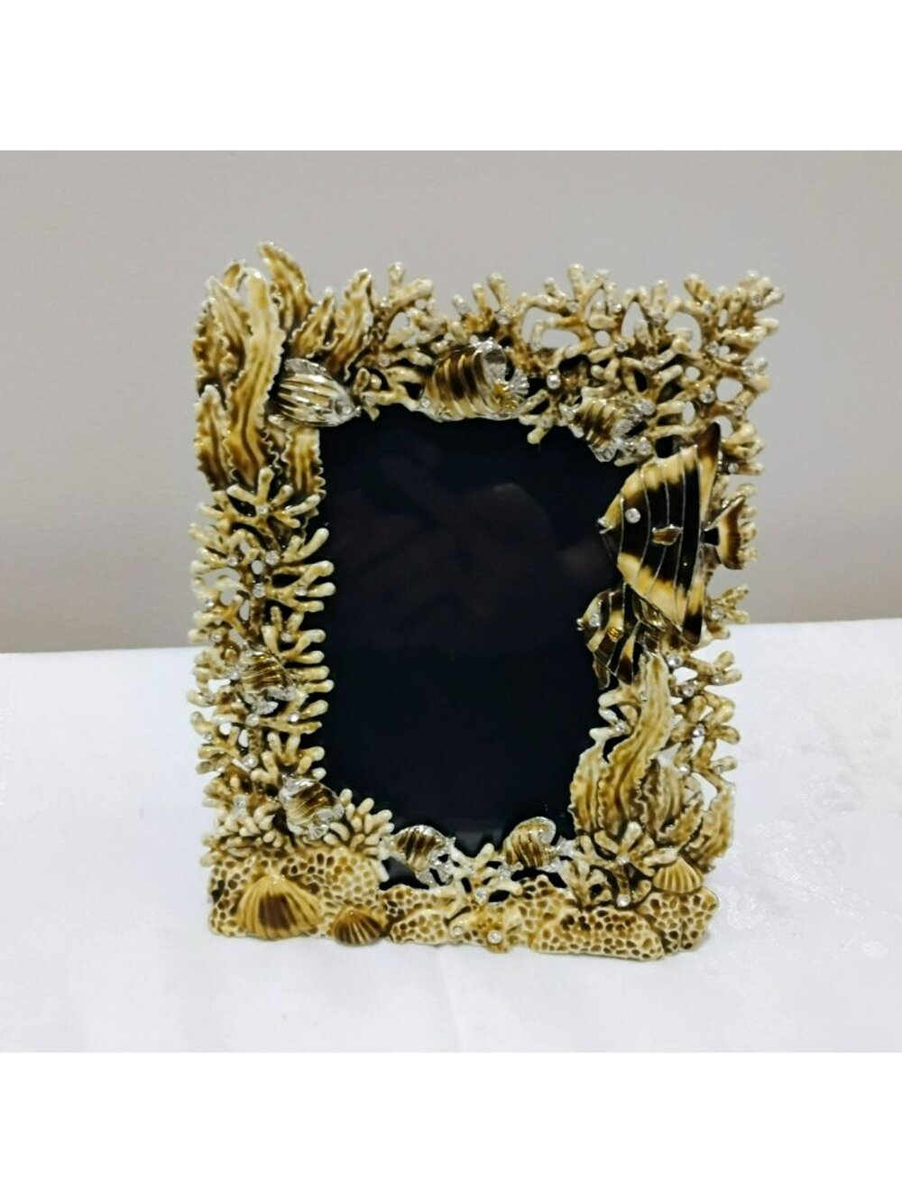 Olivia Riegel Sea Creatures Picture Frame 5x7 Enameled Silver Tone Swarovski